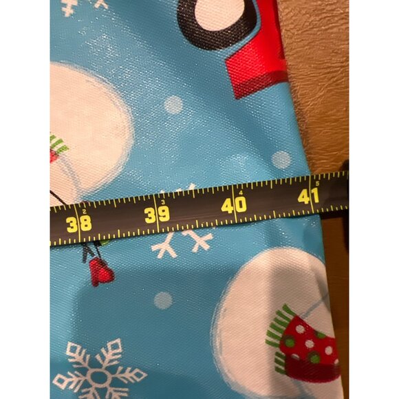 Christmas Vinyl Tablecloth 60" x 84" Rectangle Red Truck Snowman Penguin Snow - Picture 3 of 5
